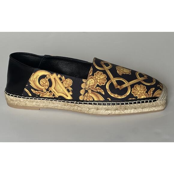 VERSACE Barocco Print Gold/Black Canvas Espadrilles 11.5 US 1014774 NIB $700 - Picture 3 of 16